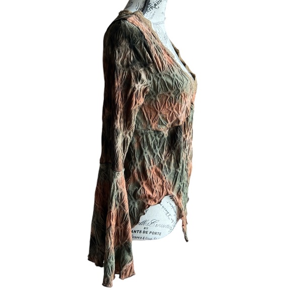 Romwe Fairycore Tie Dye Lettuce Trim asymmetrical Hanky Hem Tee Sz L - Picture 3 of 7